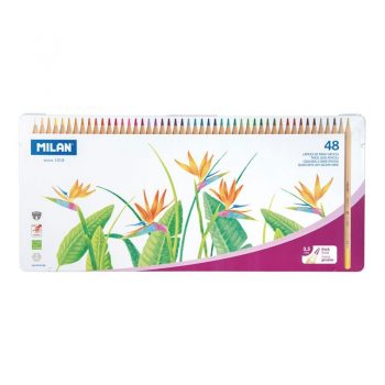 Caja metálica 48 lápices de colores con mina grande 3,5 mm 213, multicolor MILAN