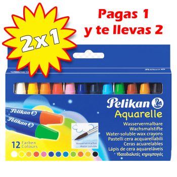 2 x 1 Pelikan Lápices de cera acuarelables (12 colores)