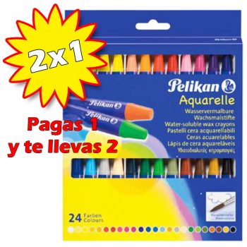 2 x 1 Pelikan Lápices de cera acuarelables (24 colores)