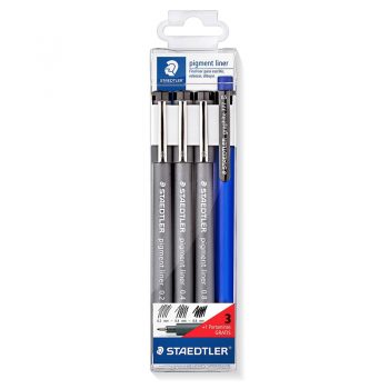 3 rotuladores negros calibrados Staedtler + un portaminas de regalo.