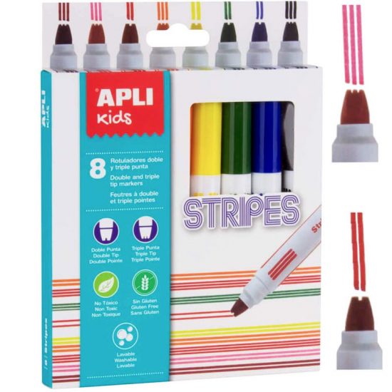 APLI Kids - 8 Rotuladores Stripes