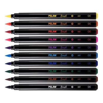Caja 10 rotuladores punta pincel Milan - Lettering