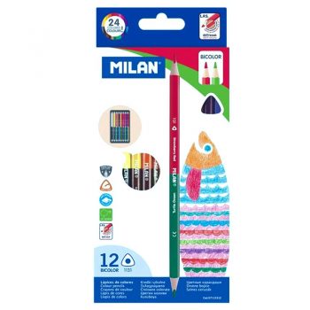 Caja de 12 Lápices Bicolor Triangulares