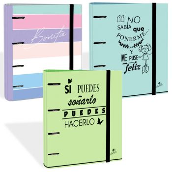 Carpeblock 4 anillas 40 MM cartón forrado impreso con diseños - plastificado mate