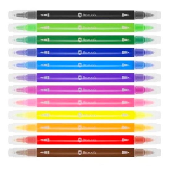 Rotuladores doble punta normal y pincel 12 colores - Lettering - Bismark